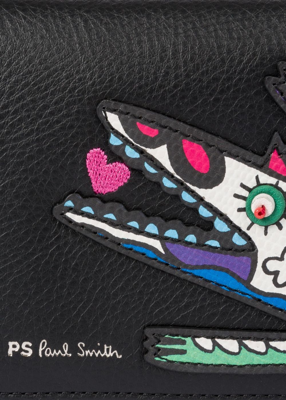 Paul Smith Lady's Black 'karami Crocodile' Appliqué Folded Leather Wallet