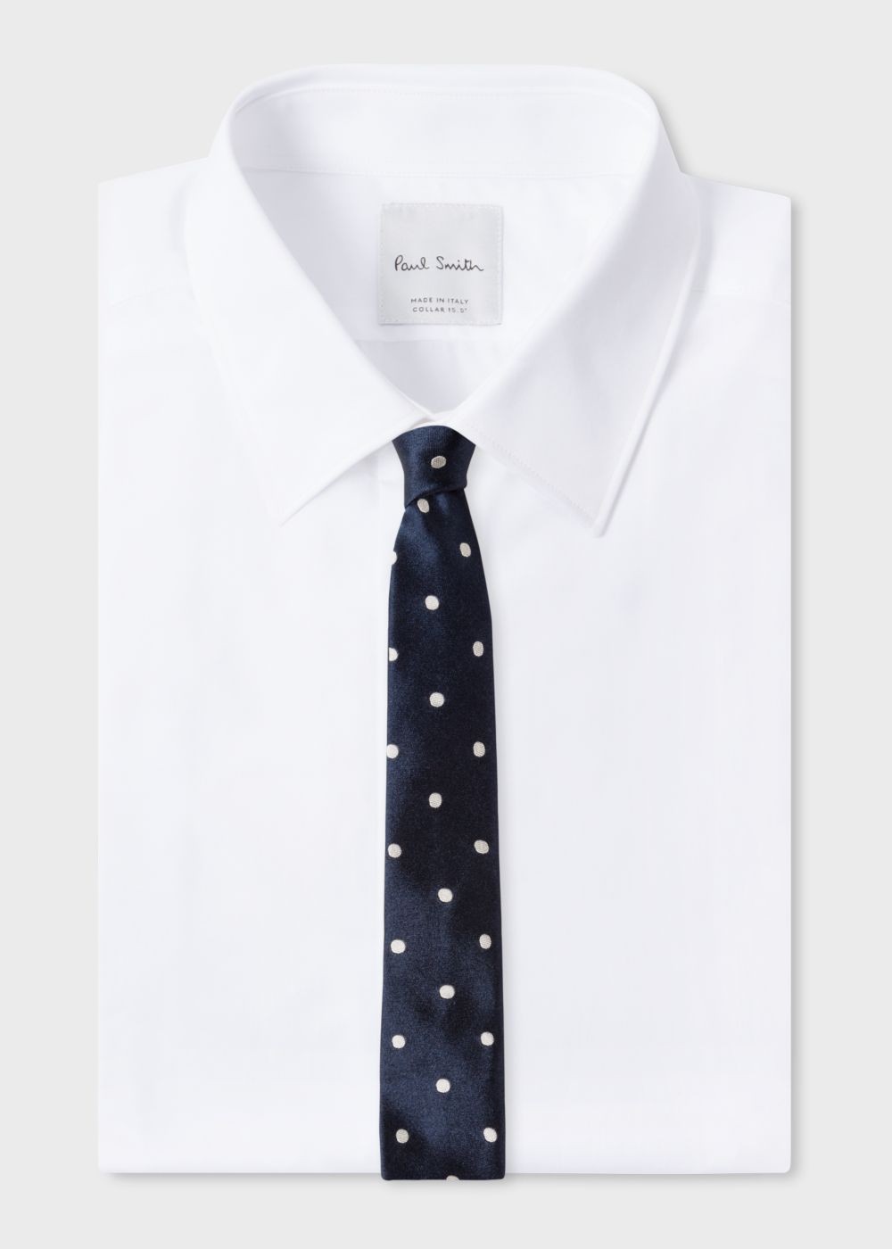 Paul Smith Mens's Navy And White Polka Dot Narrow Silk Tie
