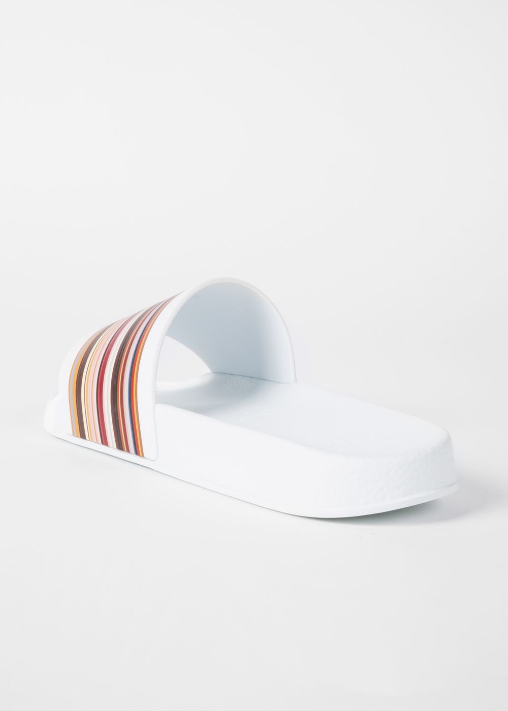 Paul Smith Men's White 'ruben' Slides With 'signature Stripe' Detail