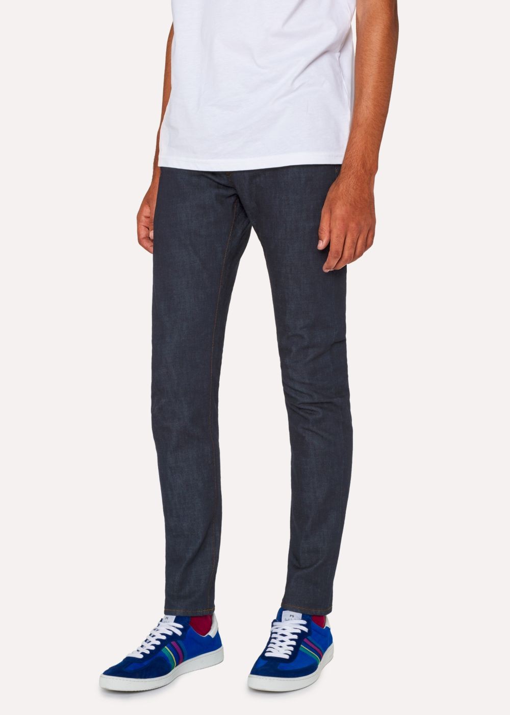 Paul Smith Men's Slim-Fit .8Oz 'super Soft Cross-Hatch' Indigo Jeans