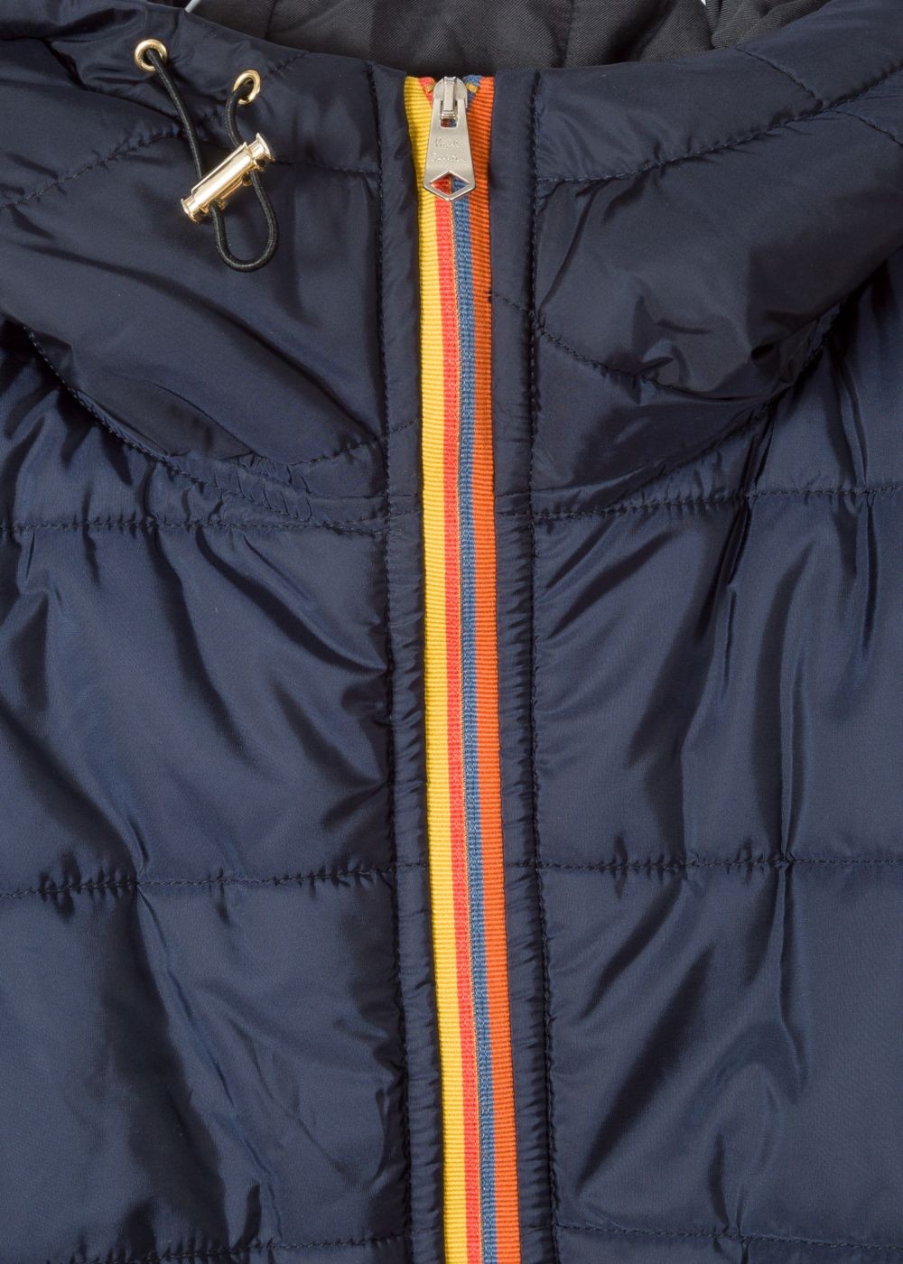Paul Smith Men's Navy Quilted Hooded coat With 'artist Stripe' Trims