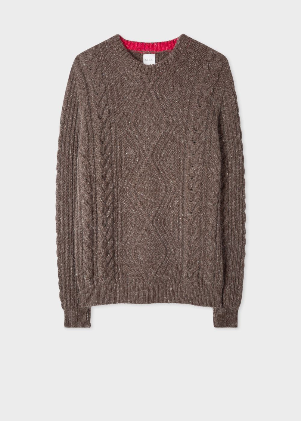 Paul Smith Mens's Brown Wool-Mohair Donegal Cable-Knit Sweater