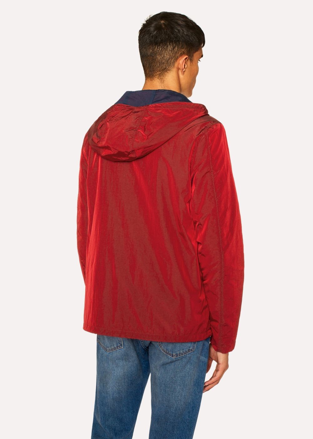 Paul Smith Men's Red Showerproof Hooded Coach Jackets With Zebra Logo