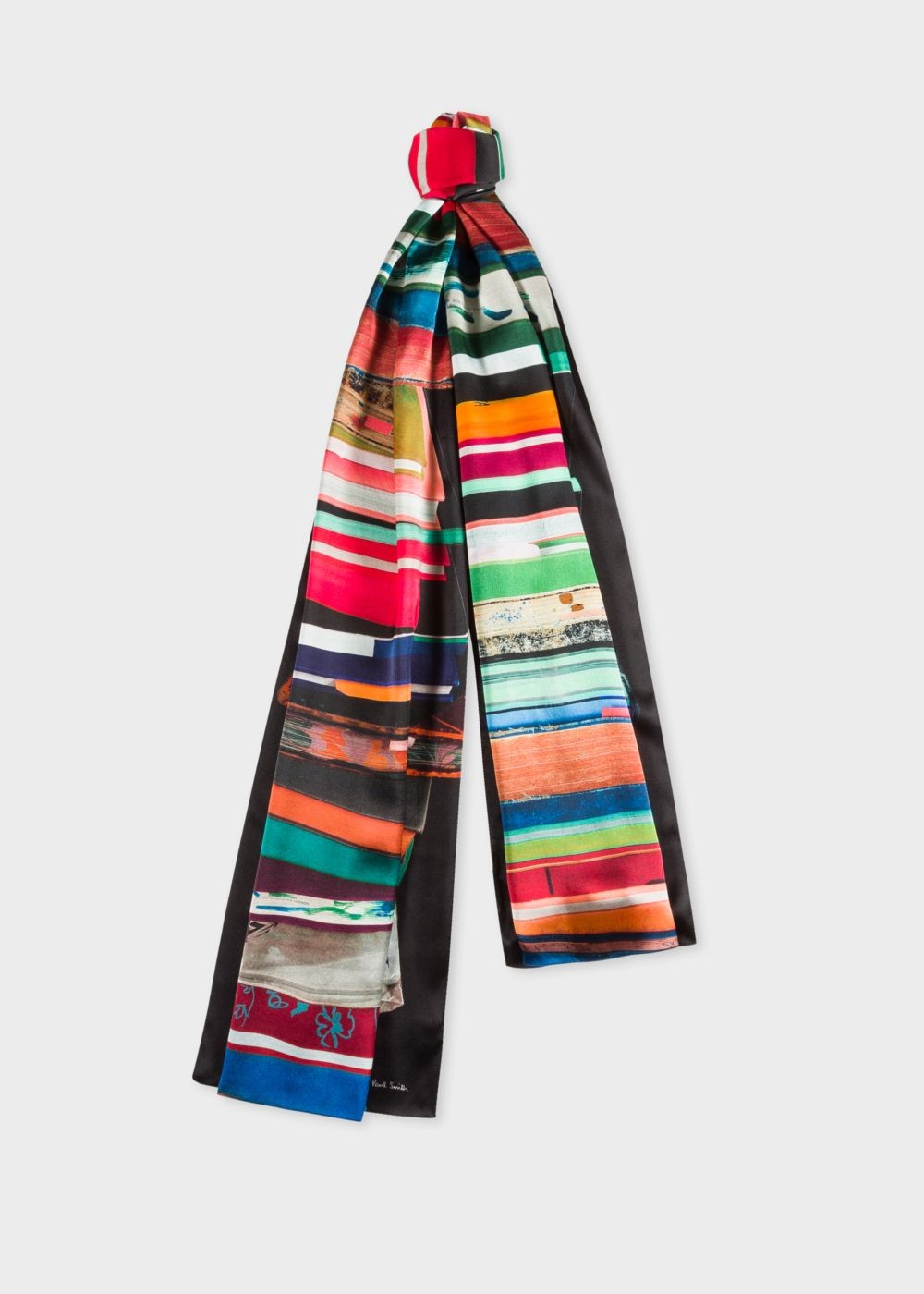 Paul Smith Men's Black 'books' Print Silk Scarf