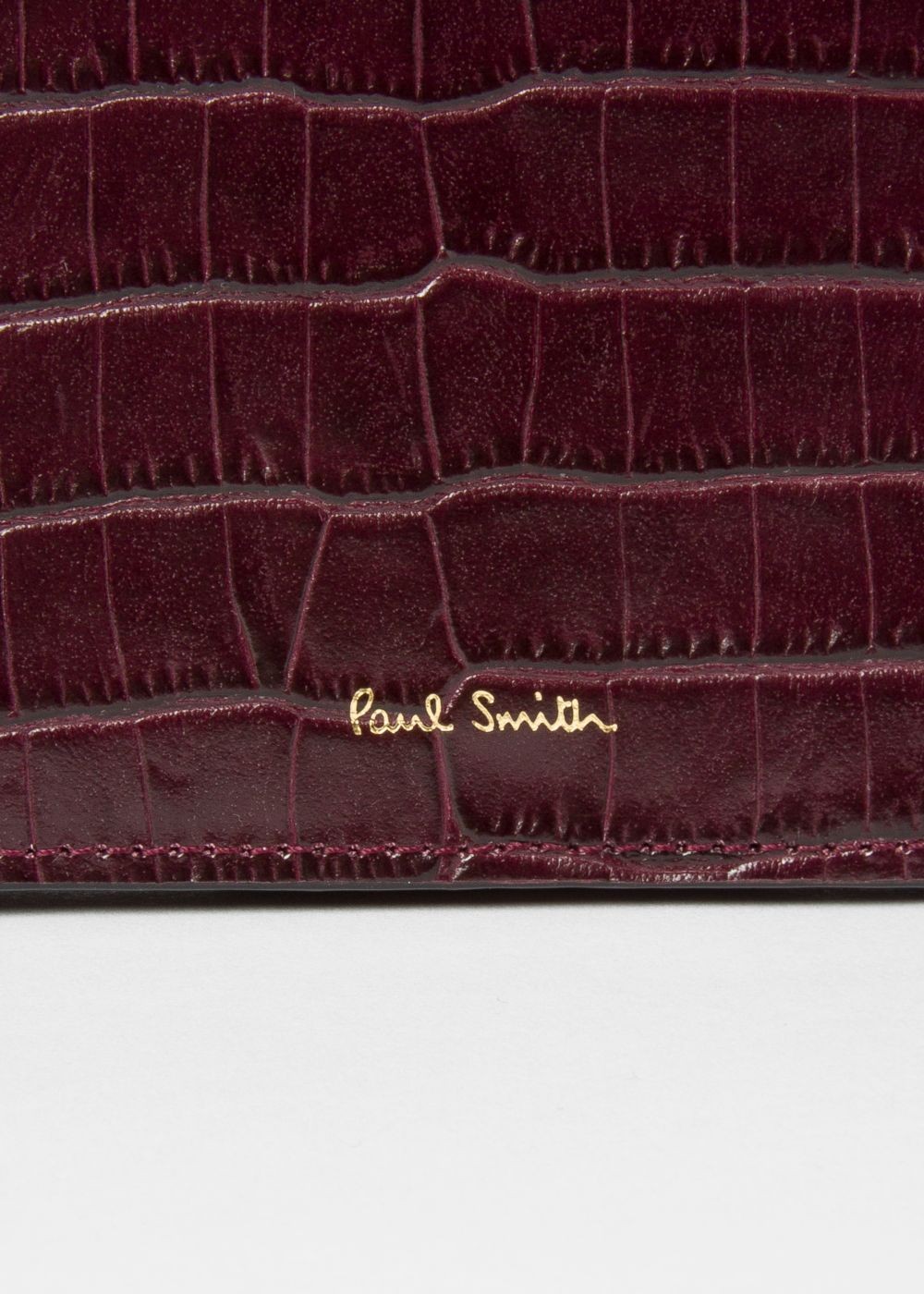 Paul Smith Women's Burgundy Mock-Croc Leather Tri-Fold Wallet