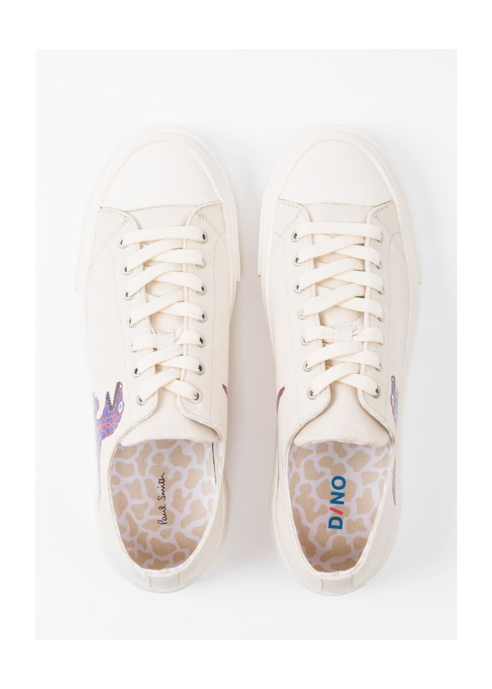 Paul Smith Men's Ecru Canvas 'kinsey' Shoe With Dino Print