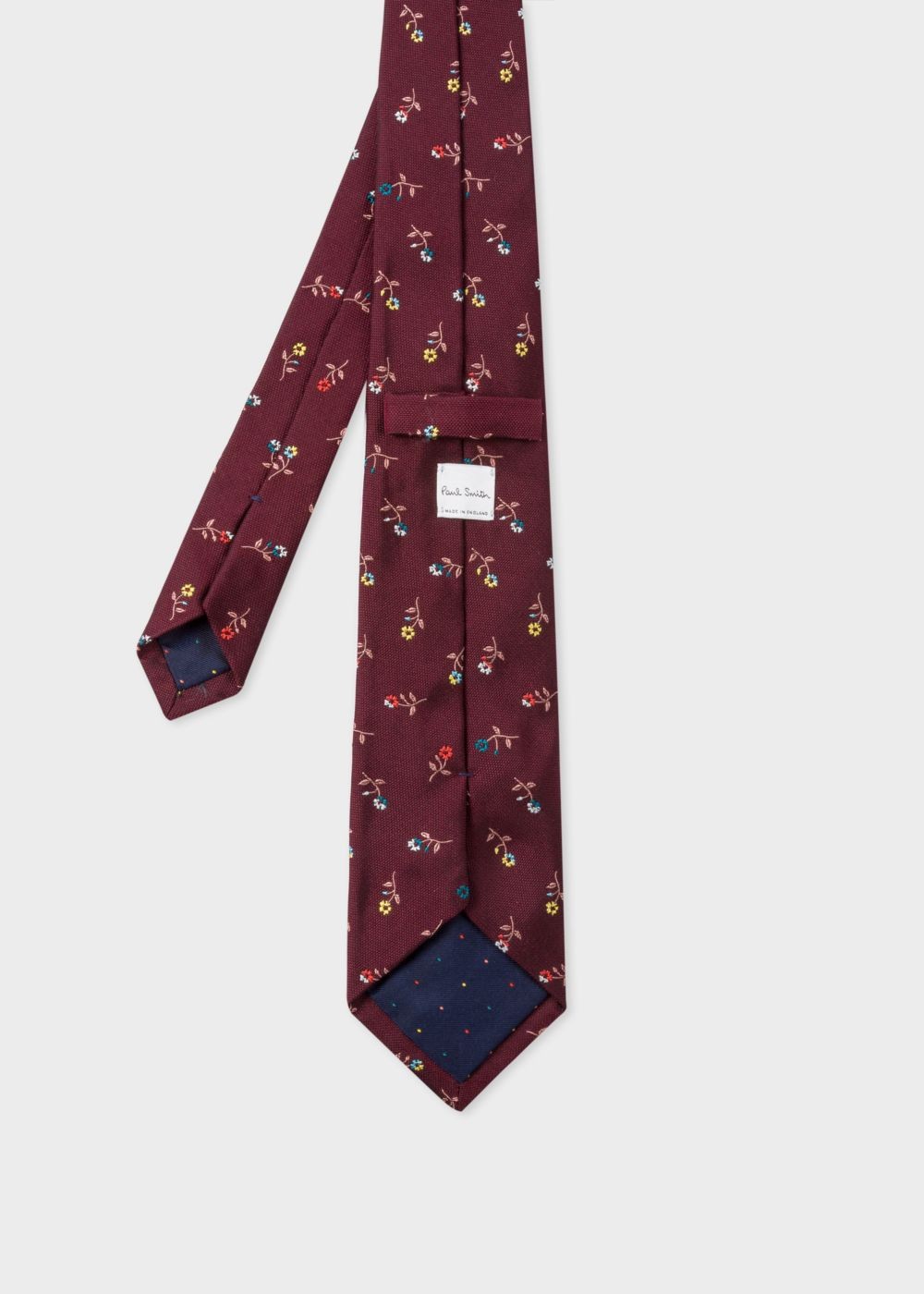 Paul Smith Mens's Burgundy Flower Embroidery Silk Tie