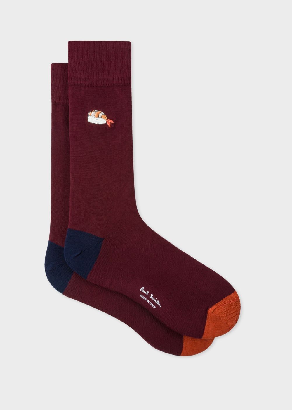 Paul Smith Men's Burgundy Socks With 'sushi' Embroidery