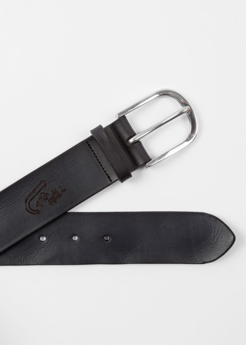 Paul Smith Men's Black Embossed 'soho' Pattern Leather Belt