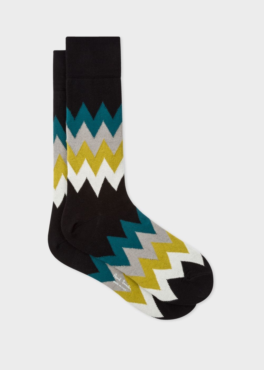 Paul Smith Mens's Black Zig-Zag Stripe Socks