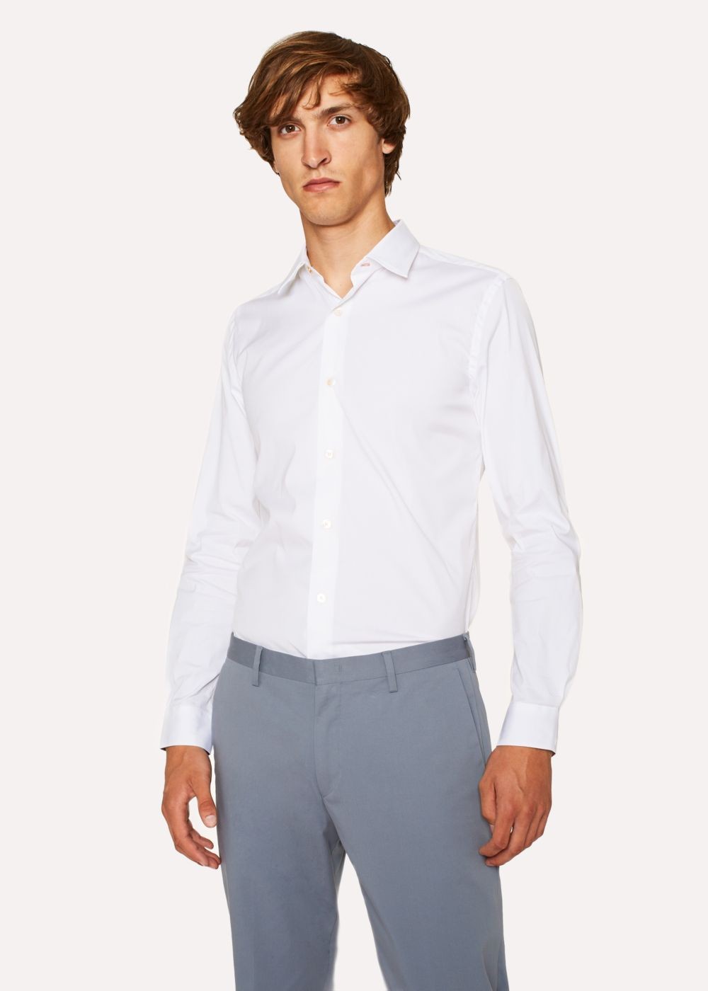 Paul Smith Mens's Super Slim-Fit White Tee With 'artist Stripe' Cuffs