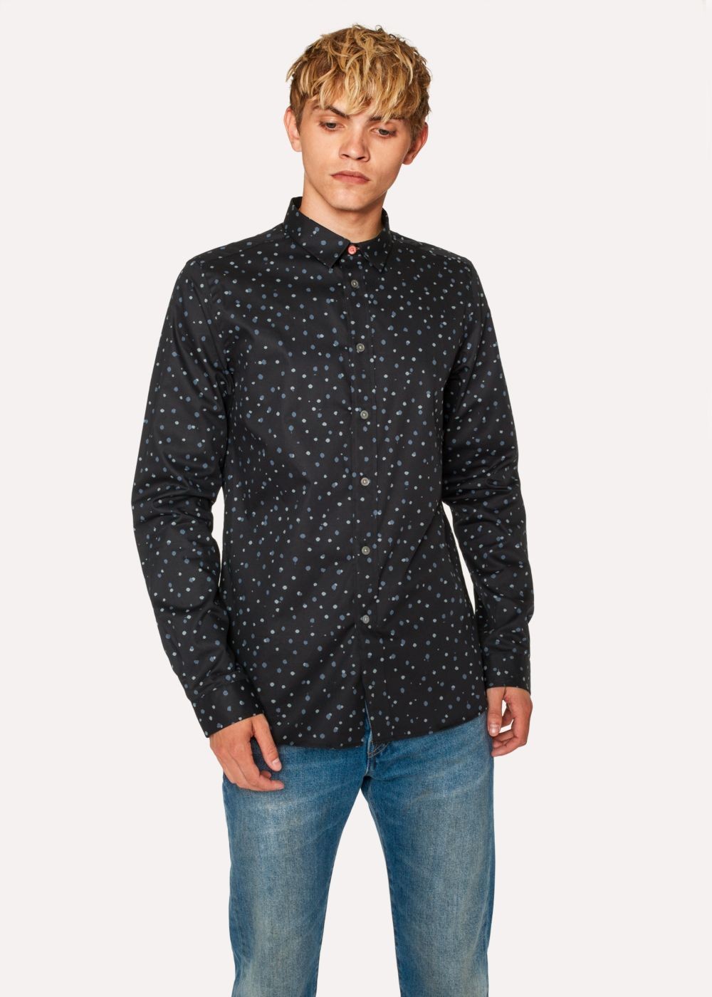 Paul Smith Men's Slim-Fit Dark Navy 'ink Spot' Print Cotton shirt