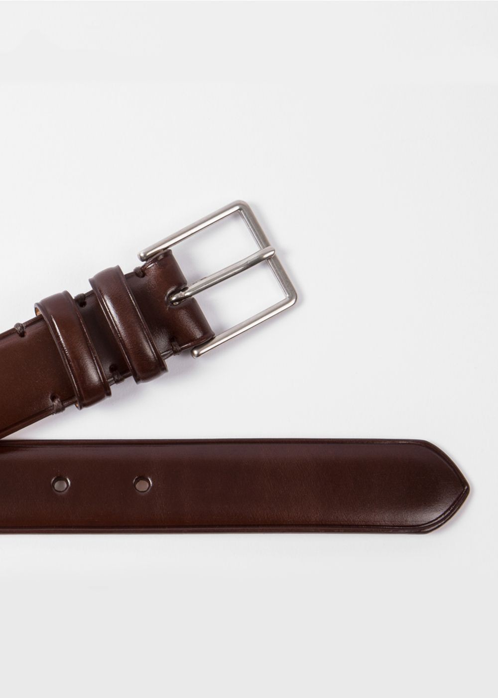 Paul Smith Men's Chocolate Brown Leather Double Keeper Classic Suit Belt