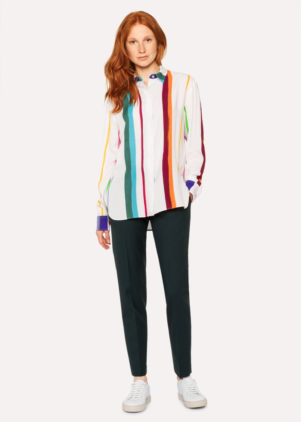Paul Smith Women's White 'brush Stripe' Print Shirt