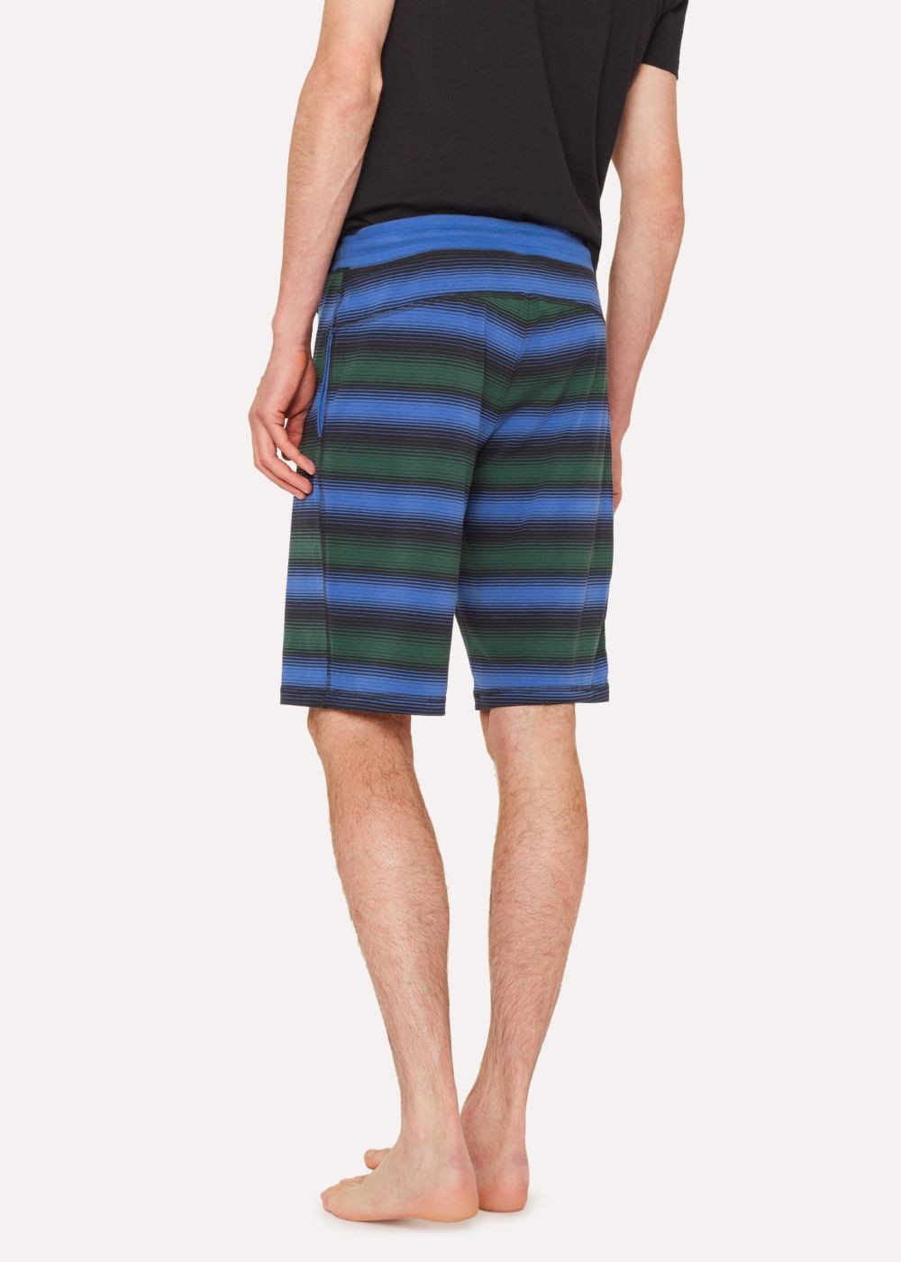 Paul Smith Men's Black Stripe Jersey Cotton Lounge Shorts