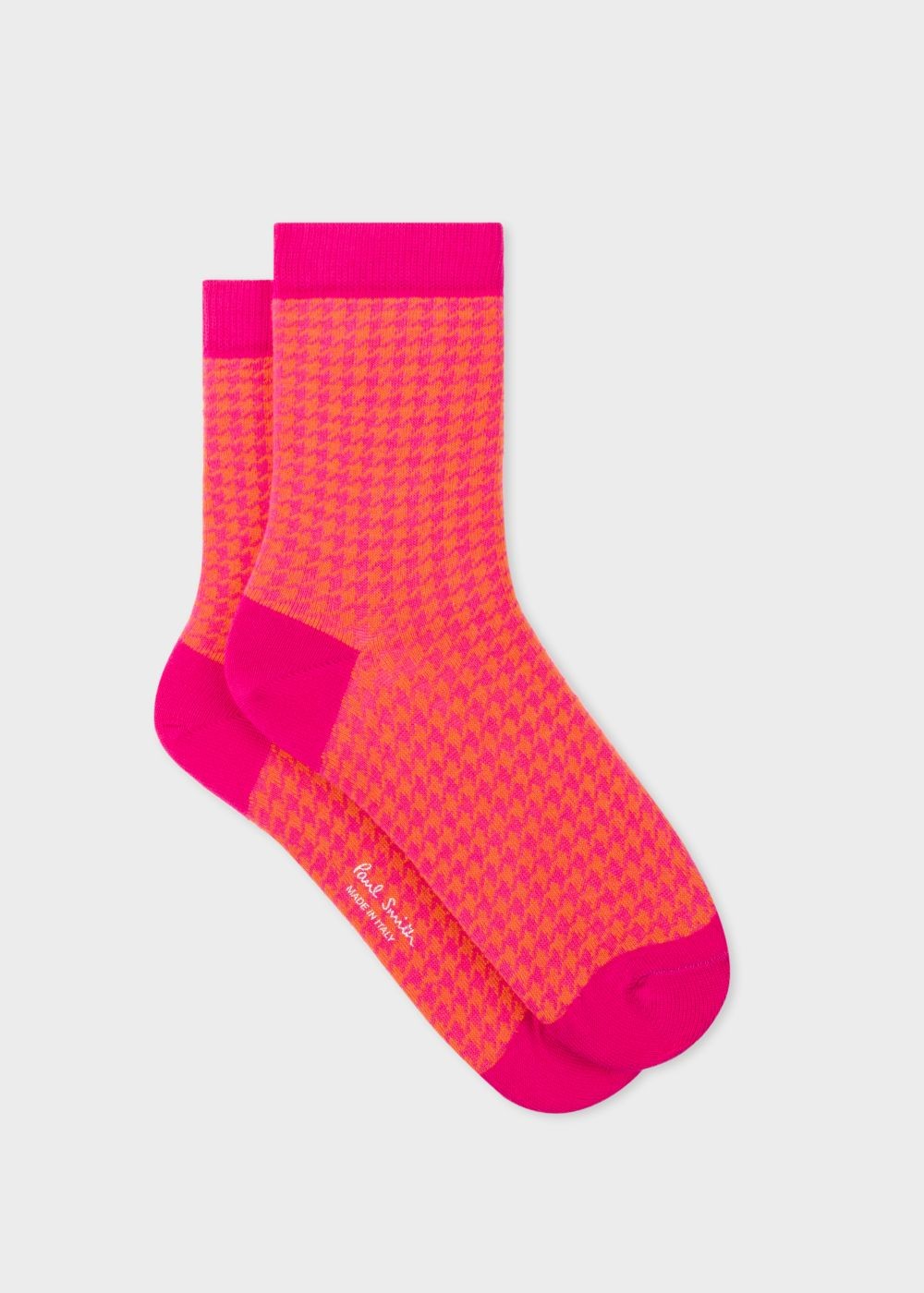 Paul Smith Women's Bright Pink And Orange Dogtooth Motif Socks