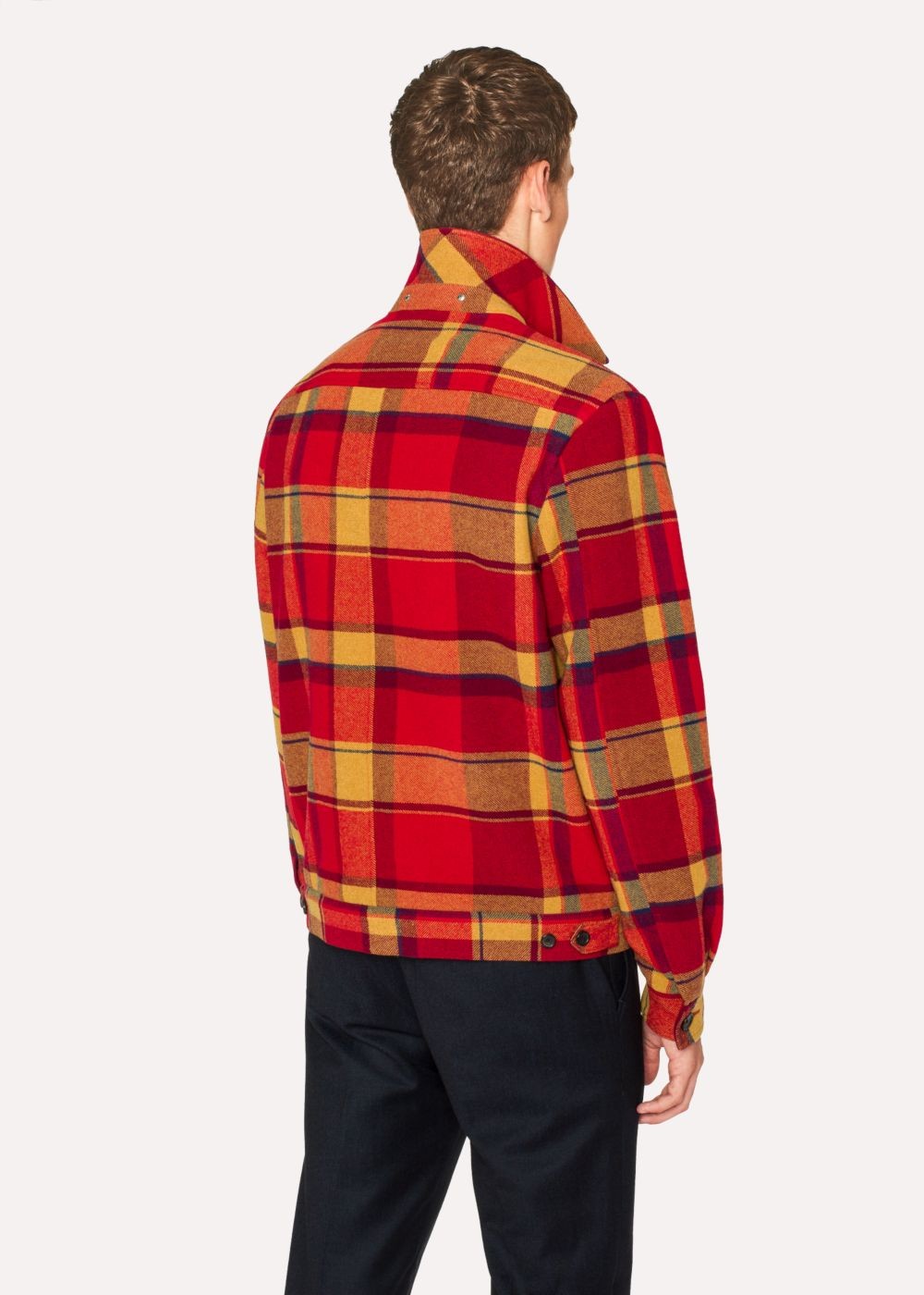 Paul Smith Men's Red Wool-Blend Blanket Check Patch-Pocket Jacket