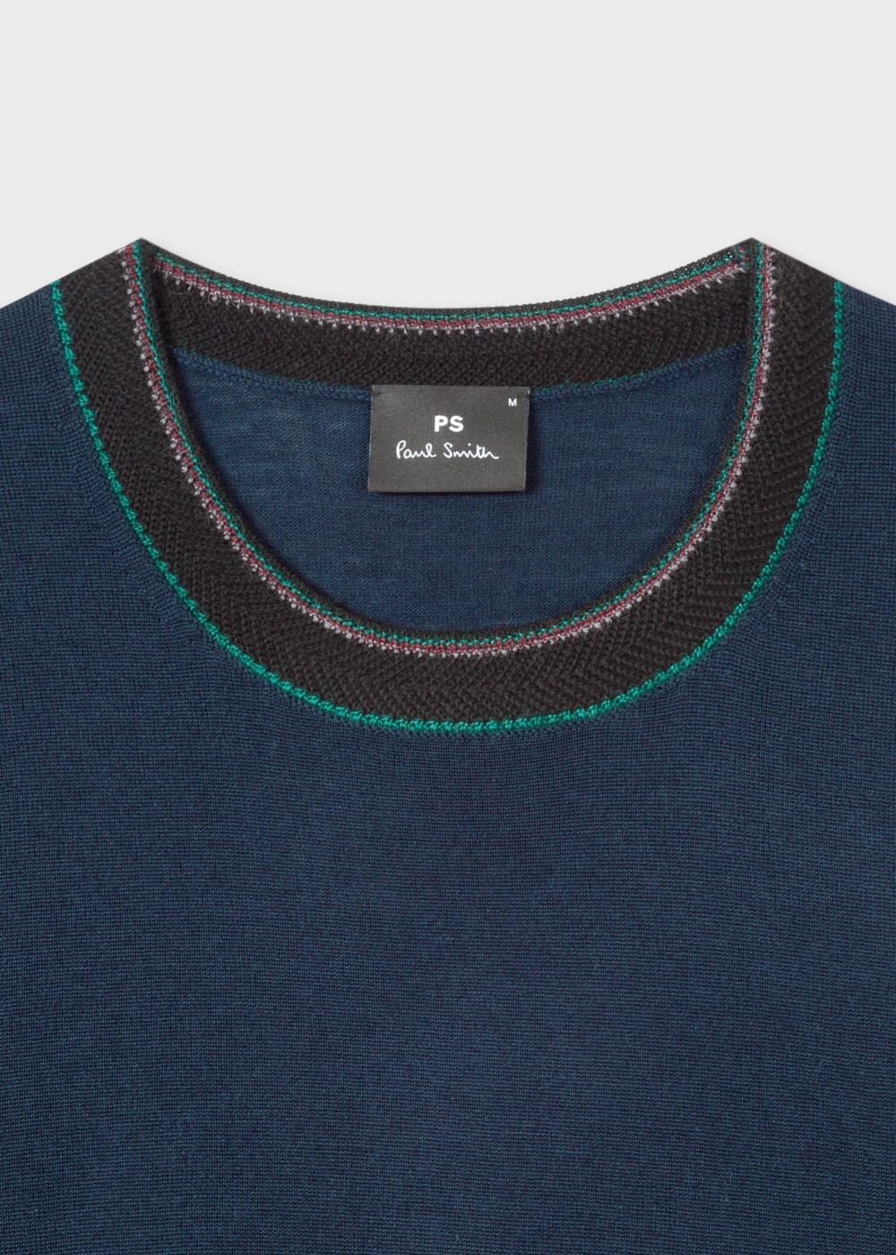 Paul Smith Men's Dark Navy Wool Sweater With Contrast Collar