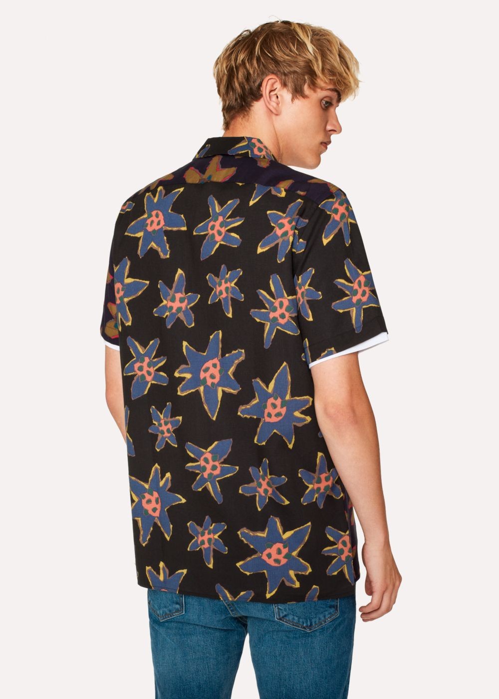 Paul Smith Men's Classic-Fit Black 'torn Floral' Print Short-Sleeve Tees