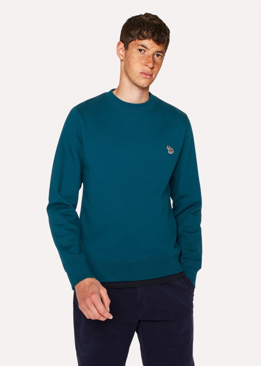 Paul Smith Men's Petrol Green Organic-Cotton Zebra Logo Sweatshirt
