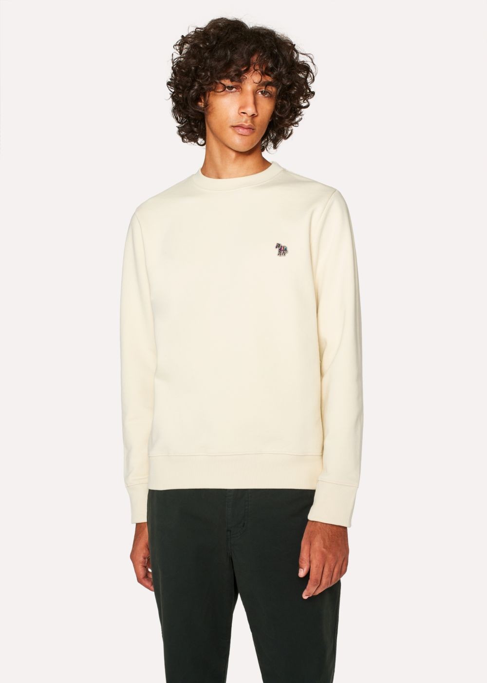 Paul Smith Men's Cream Organic-Cotton Zebra Logo Sweatshirt