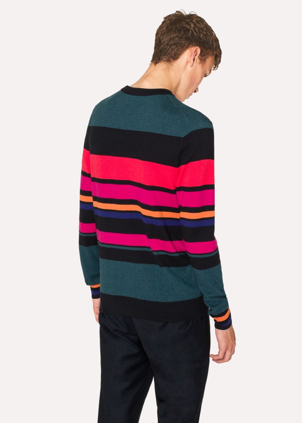 Paul Smith Men's Stripe And Embroidery Crew Neck Sweater