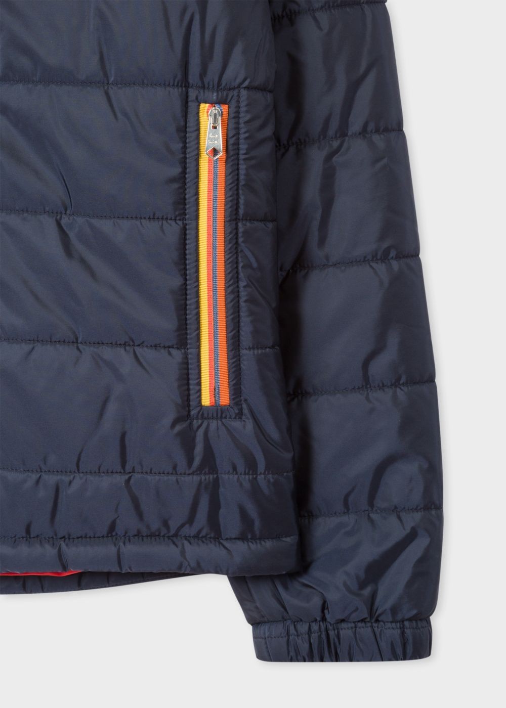 Paul Smith Men's Navy Quilted Hooded coat With 'artist Stripe' Trims