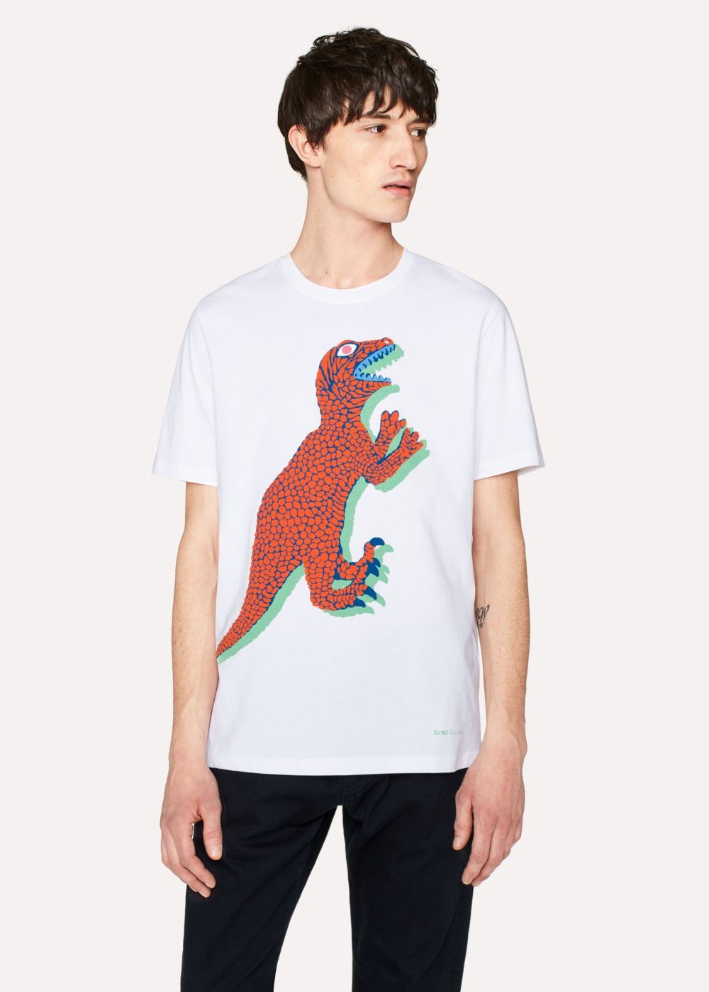 Paul Smith Men's White Large-Scale 'dino' Print Cotton Tee