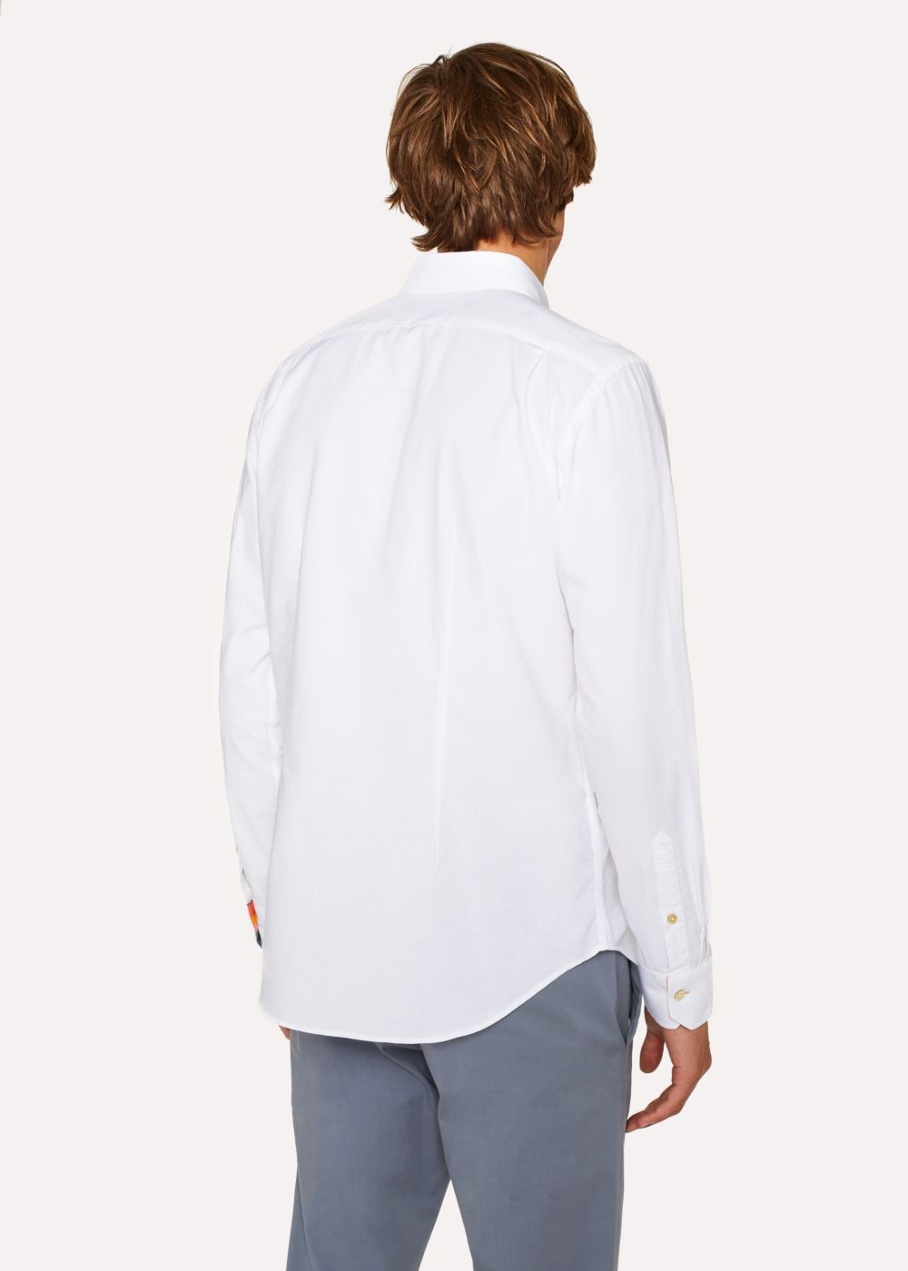 Paul Smith Mens's Tailored-Fit White Cotton 'artist Stripe' Cuff Oxford Shirts