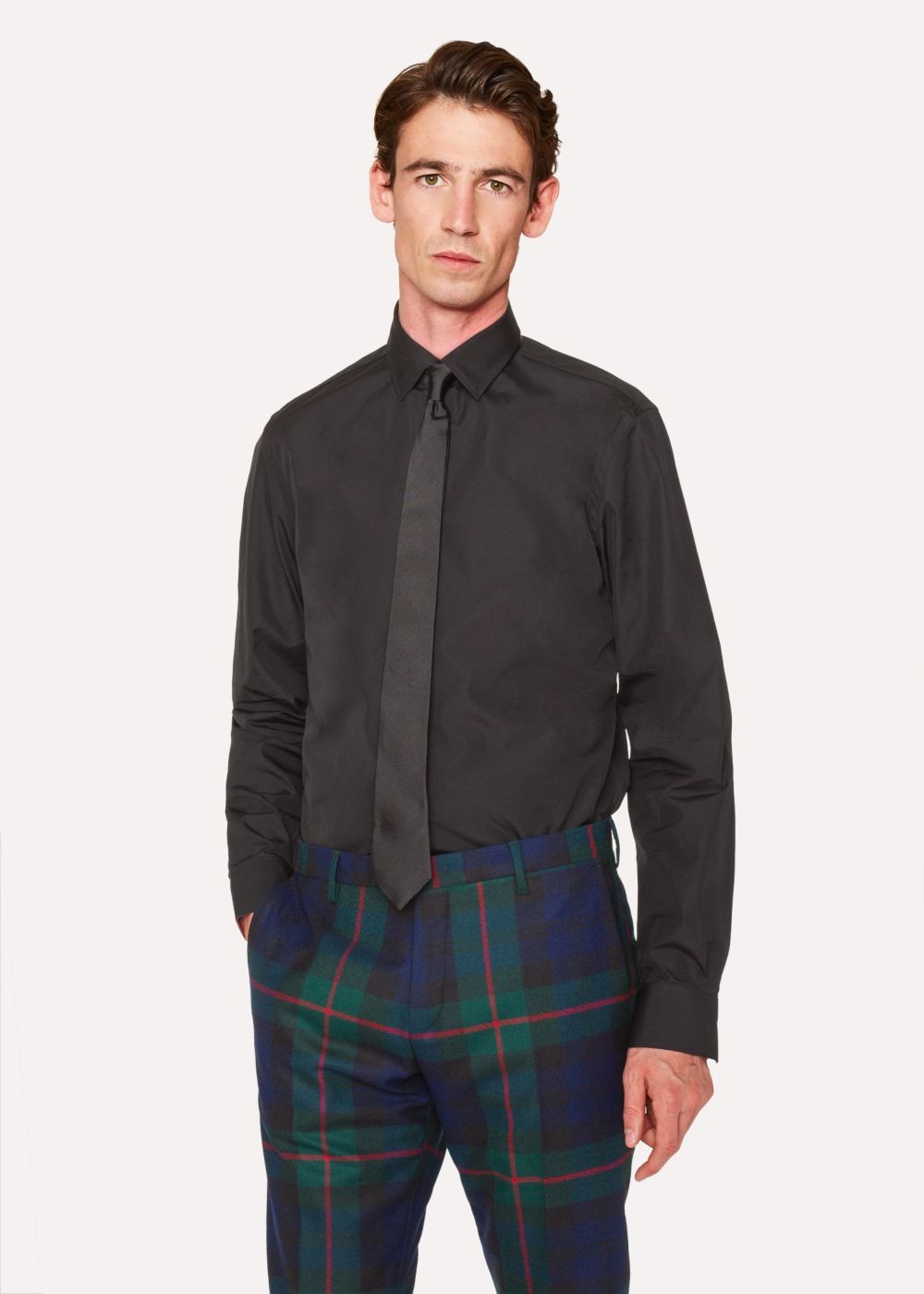 Paul Smith Men's Tailored-Fit Black Cotton 'artist Stripe' Cuff Tshirt