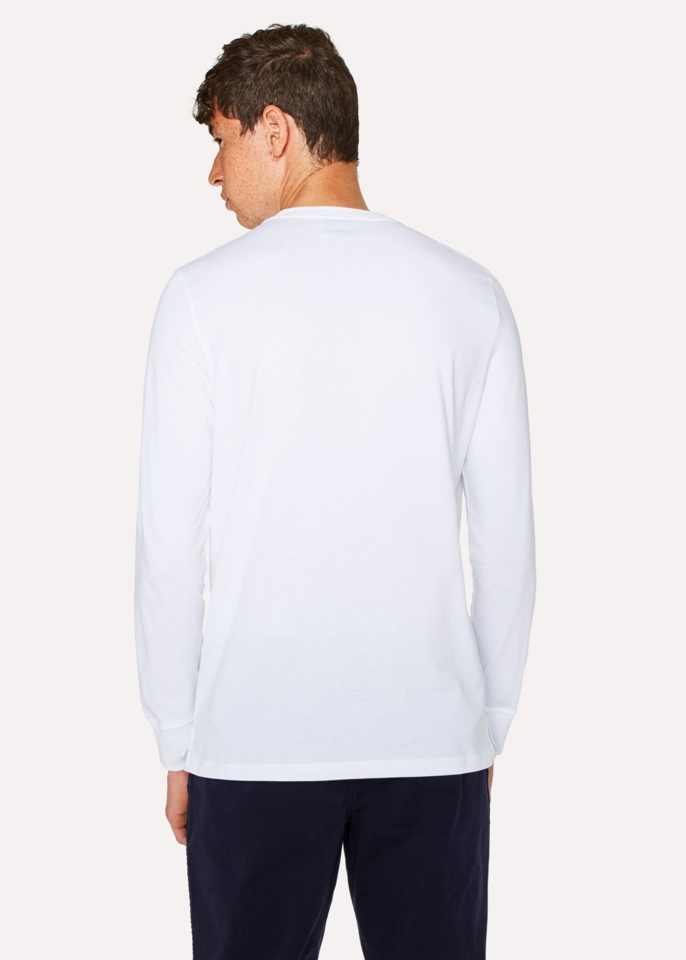 Paul Smith Men's White Organic-Cotton Zebra Logo Long-Sleeve Tshirt