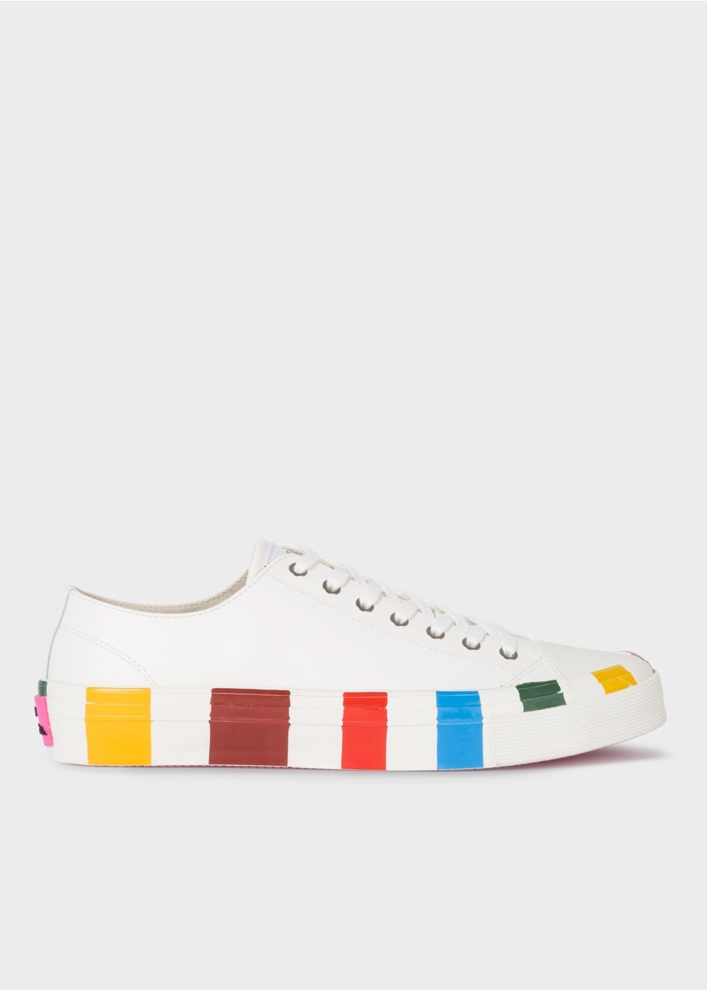 Paul Smith Men's White Leather 'nolan' Shoes With Multi-Coloured Soles