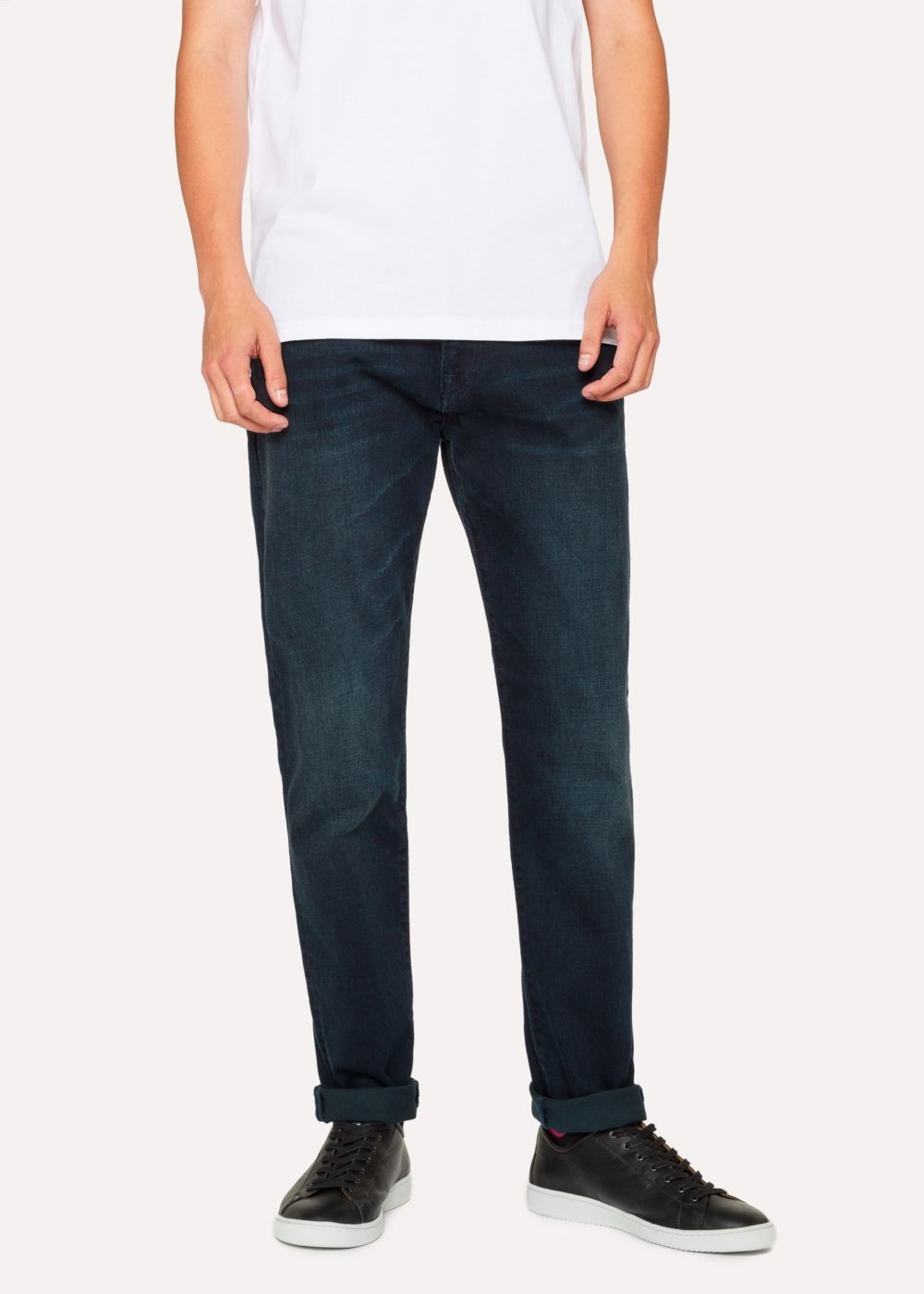 Paul Smith Mens's Tapered-Fit .8Oz 'super Soft Cross-Hatch' Navy Over-Dye Jeans