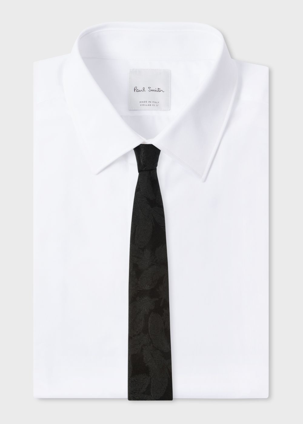 Paul Smith Men's Black Feather-Jacquard Narrow Silk Tie