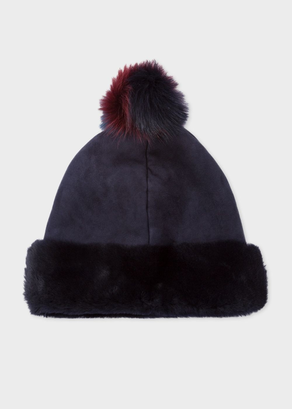 Paul Smith Lady's Sheepskin Three-Colour Bobble Beanie Caps