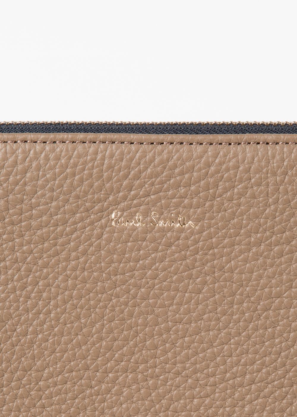 Paul Smith Men's Taupe 'bright Stripe' Leather Document Pouch Accessories