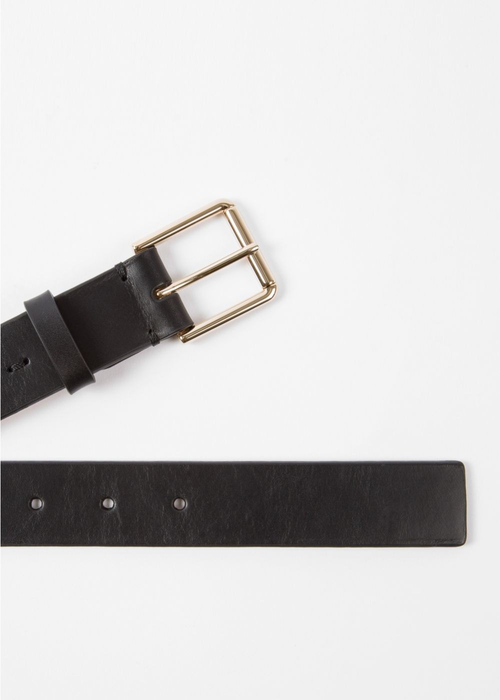 Paul Smith Men's Black Woven Check Leather Belt