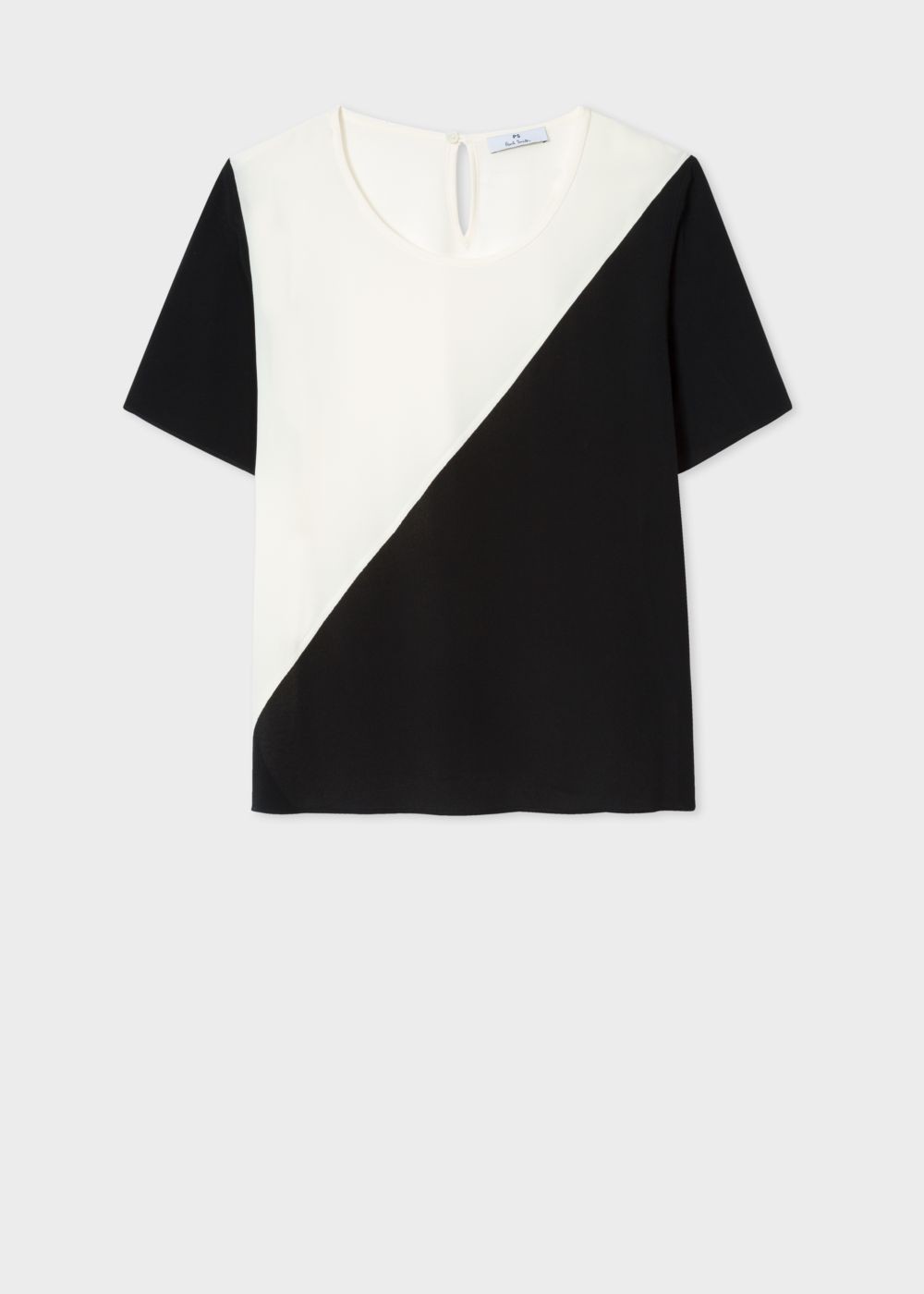 Paul Smith Women's Black And White Silk-Blend Colour Block Top