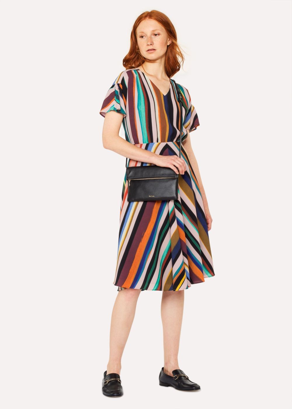Paul Smith Lady's V-Neck 'expressive Stripe' Print Dress