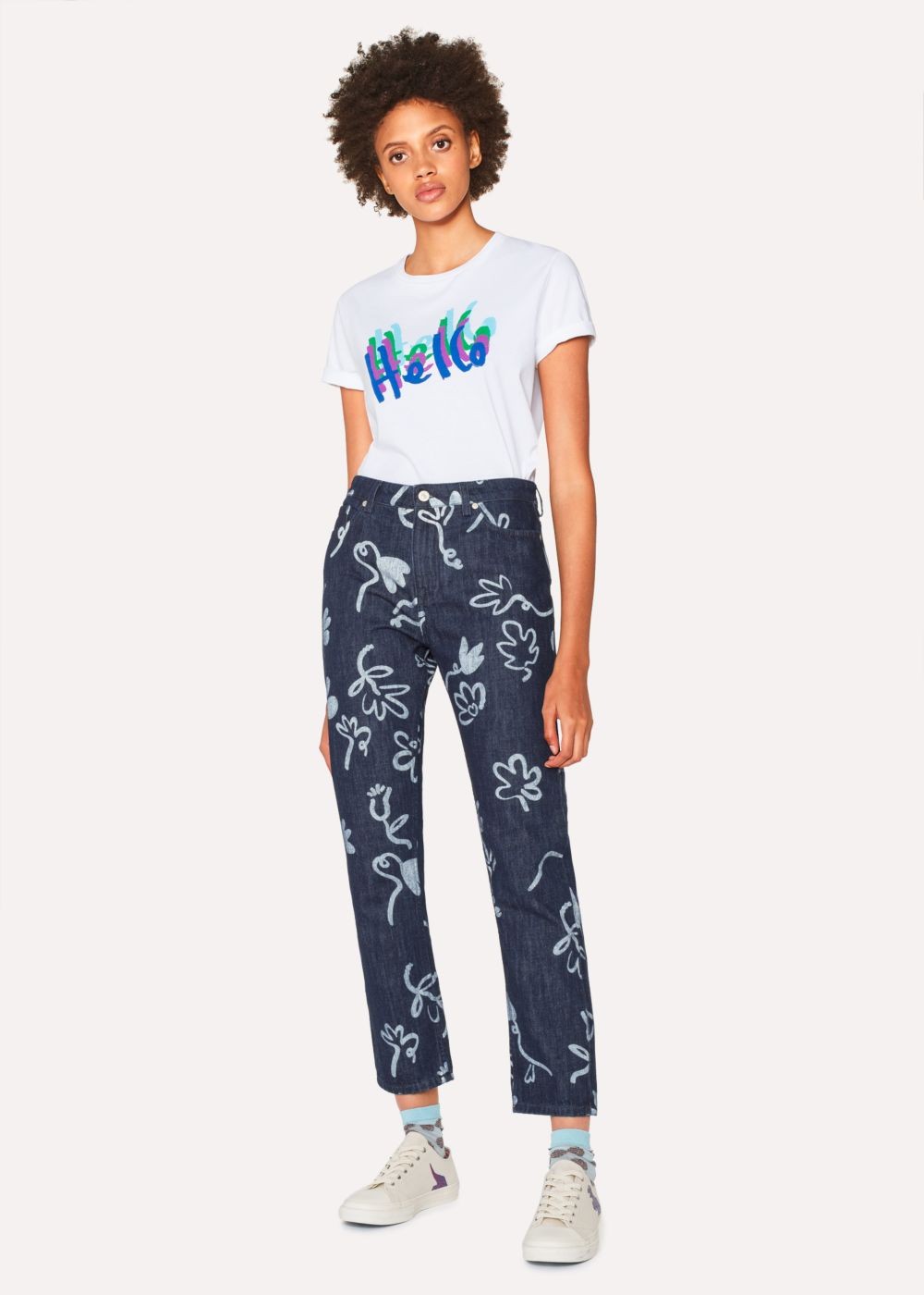 Paul Smith Lady's Indigo 'acapulco' Print Girlfriend-Fit Denim Jeans