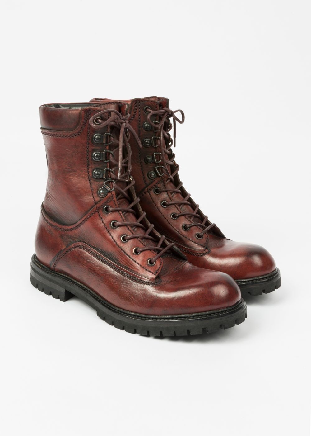Paul Smith Men's Burgundy Calf Leather 'snow' Boots