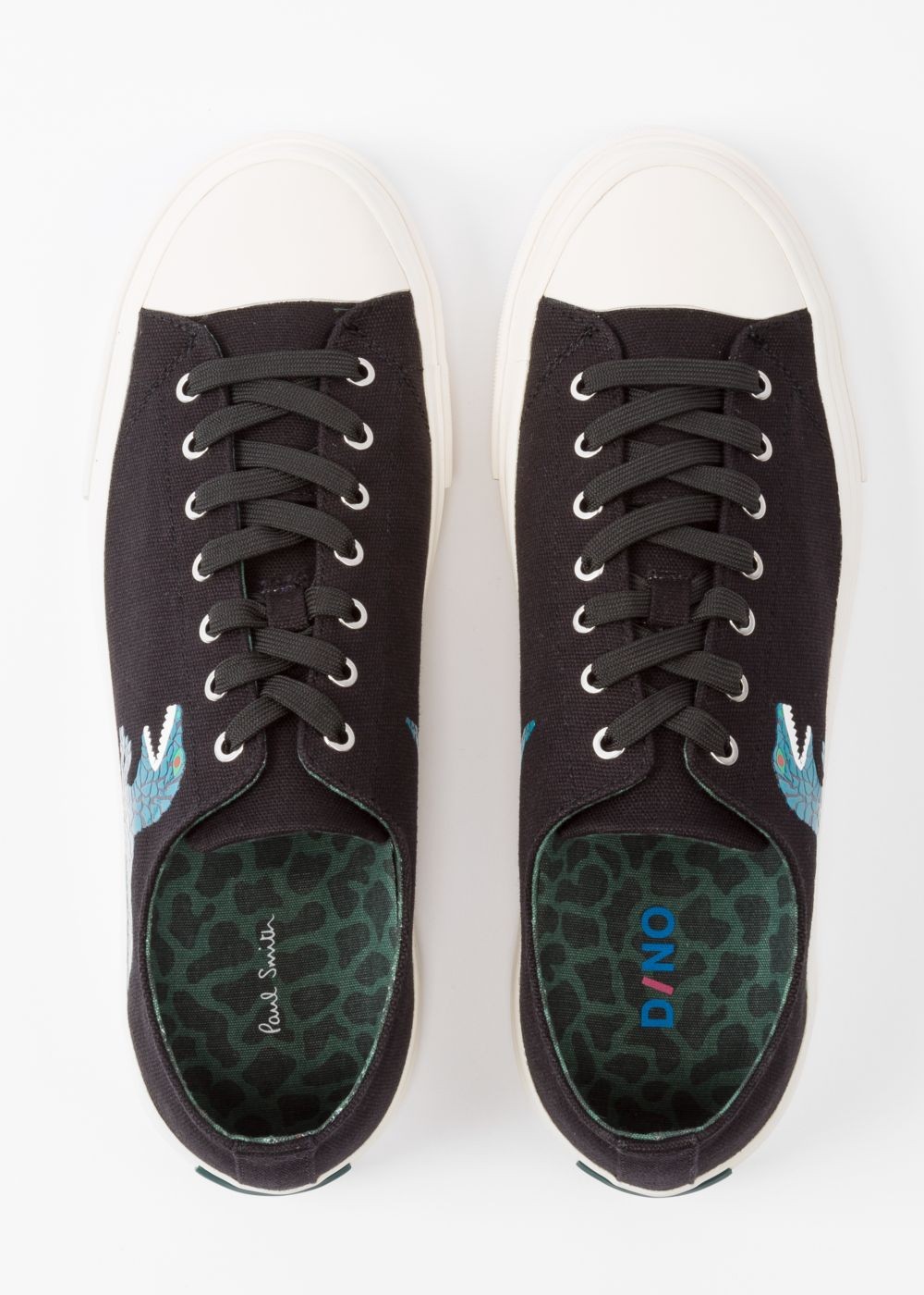 Paul Smith Men's Black Canvas 'kinsey' Shoes With Dino Print