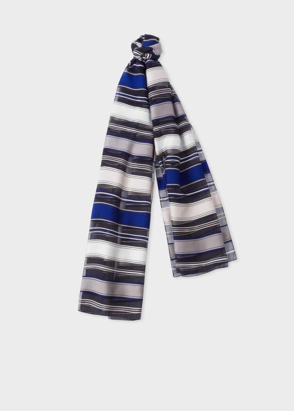 Paul Smith Womens's Navy Stripe Sheer Silk-Blend Scarf