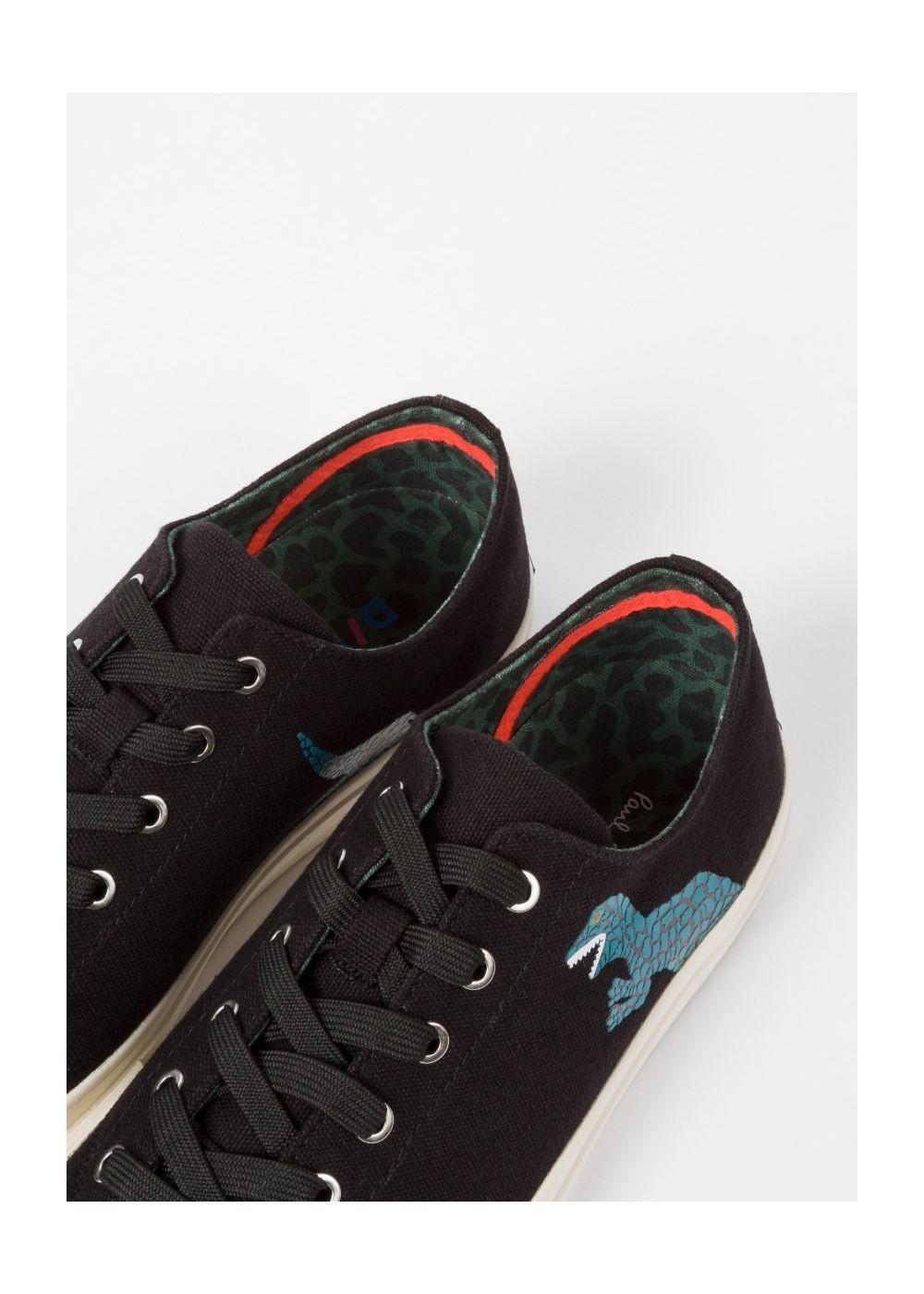 Paul Smith Women's Black Canvas 'kinsey' Sneakers With Dino Print