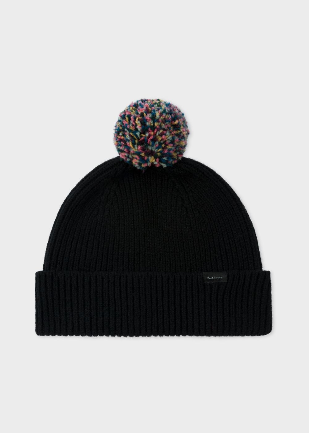 Paul Smith Men's Black Pom-Pom Wool Beanie Hats