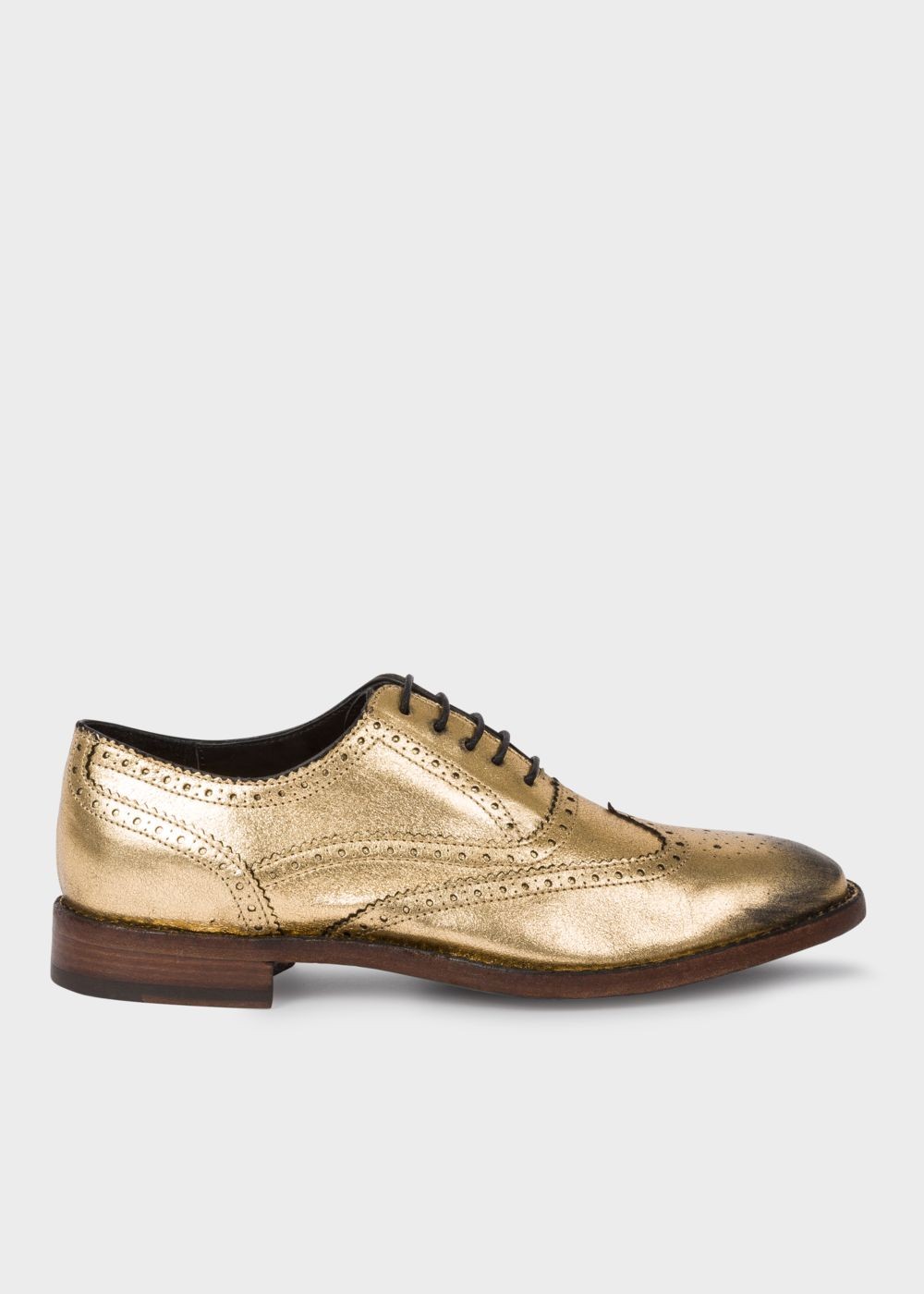 Paul Smith Lady's Gold Leather 'munro' Flexible Travel Brogues Sneaker