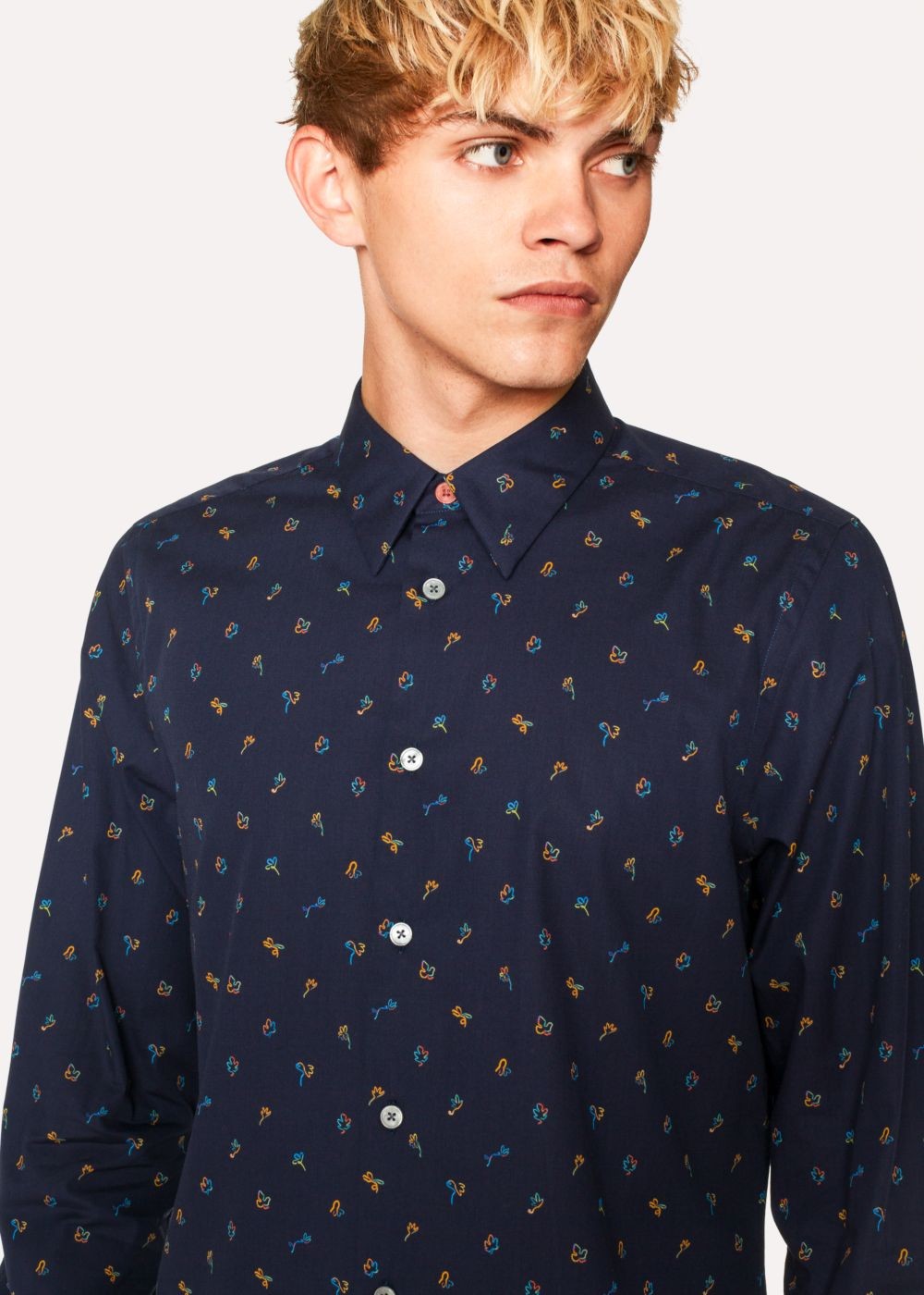 Paul Smith Mens's Tailored-Fit Navy 'acapulco' Print Cotton Tees