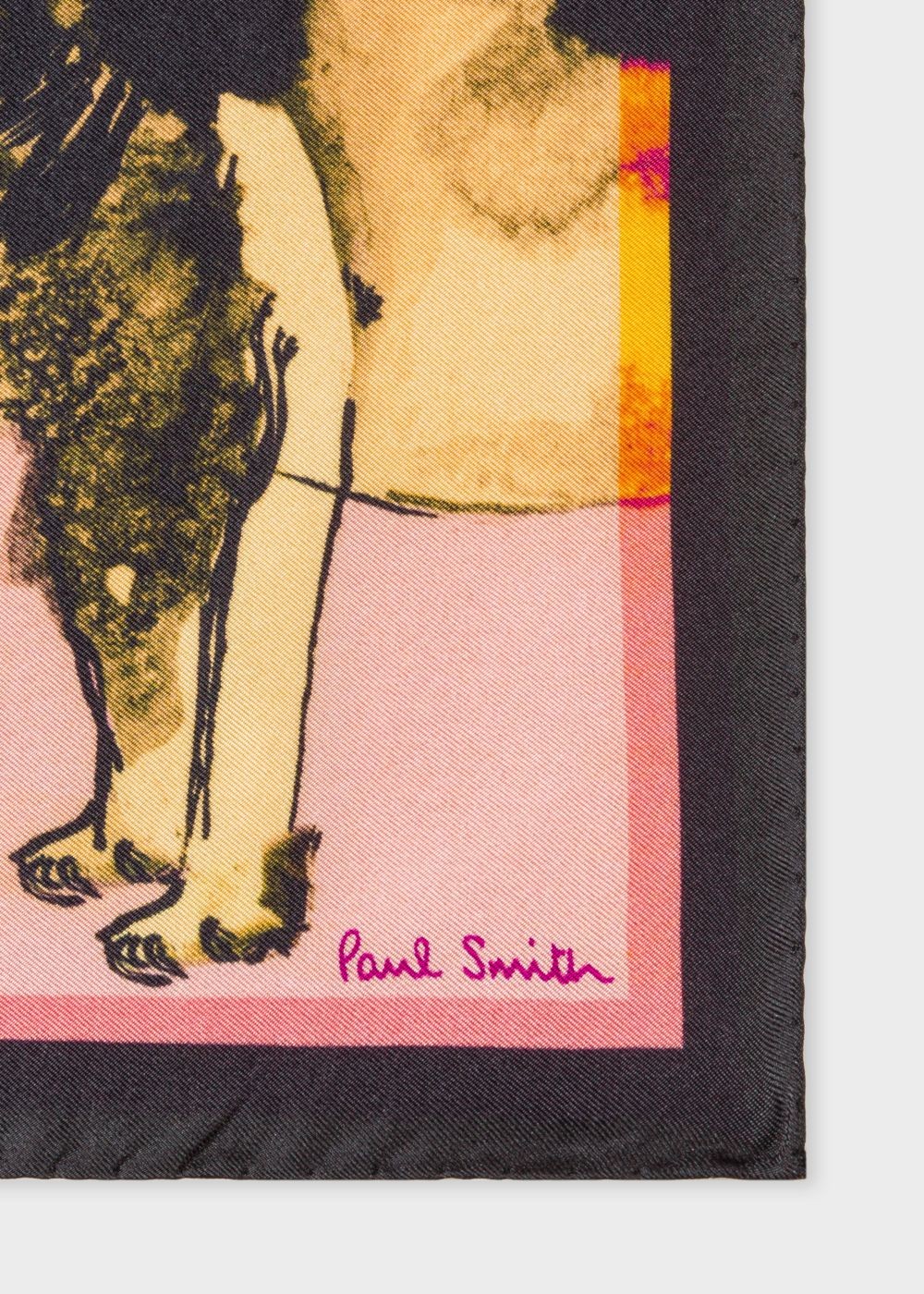Paul Smith Men's Pink 'safari Animals' Print Silk Pocket Square Accessories