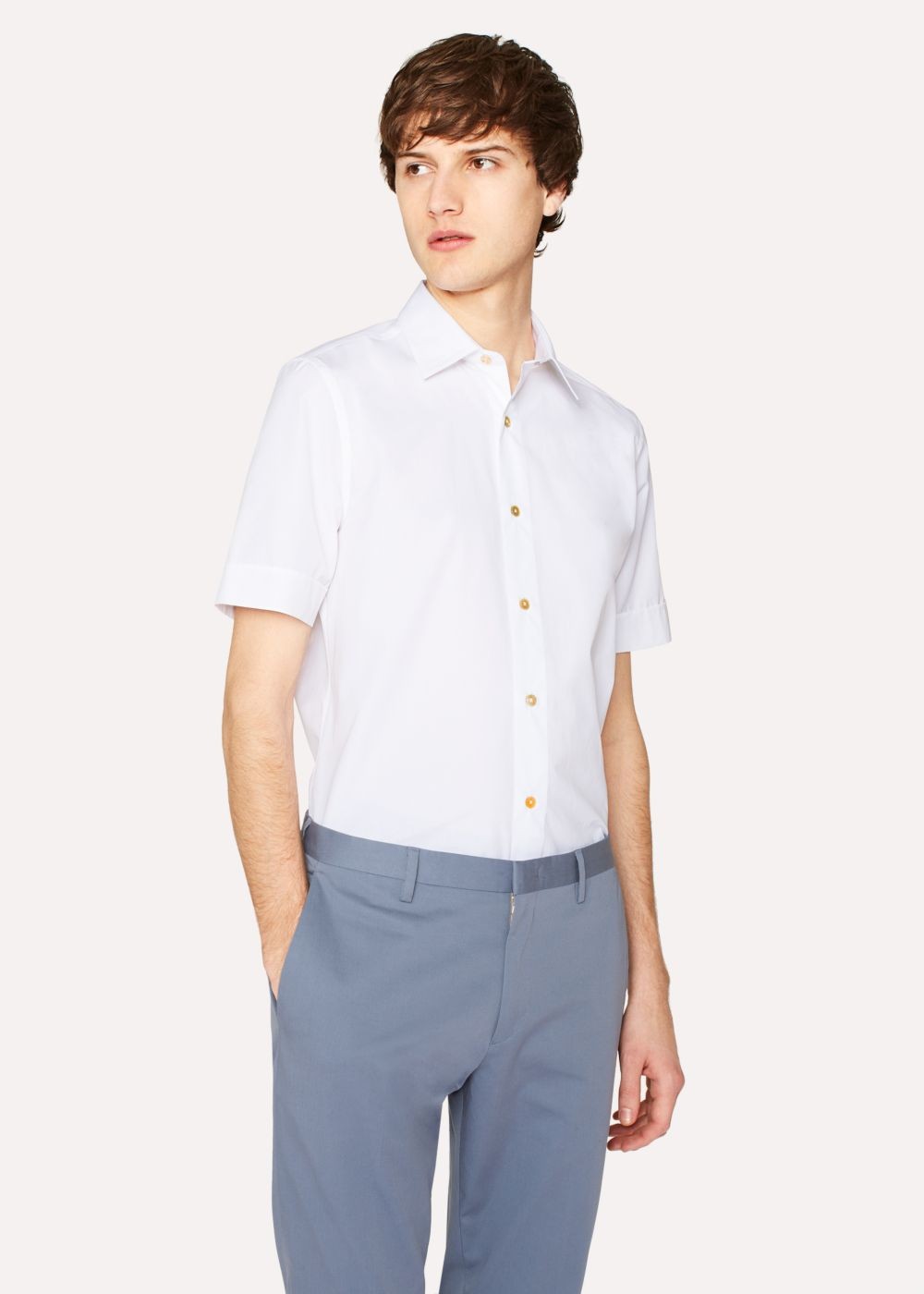 Paul Smith Mens's Slim-Fit White Cotton Short-Sleeve T-Shirts