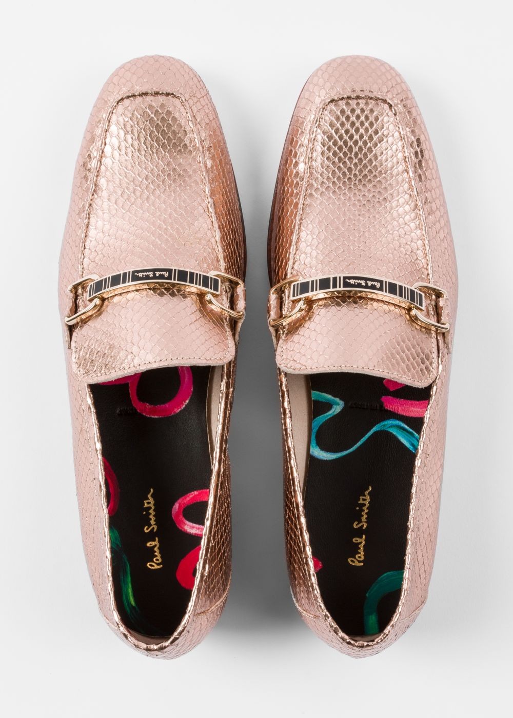 Paul Smith Women's Metallic Gold Leather 'grover' Loafers Shoes